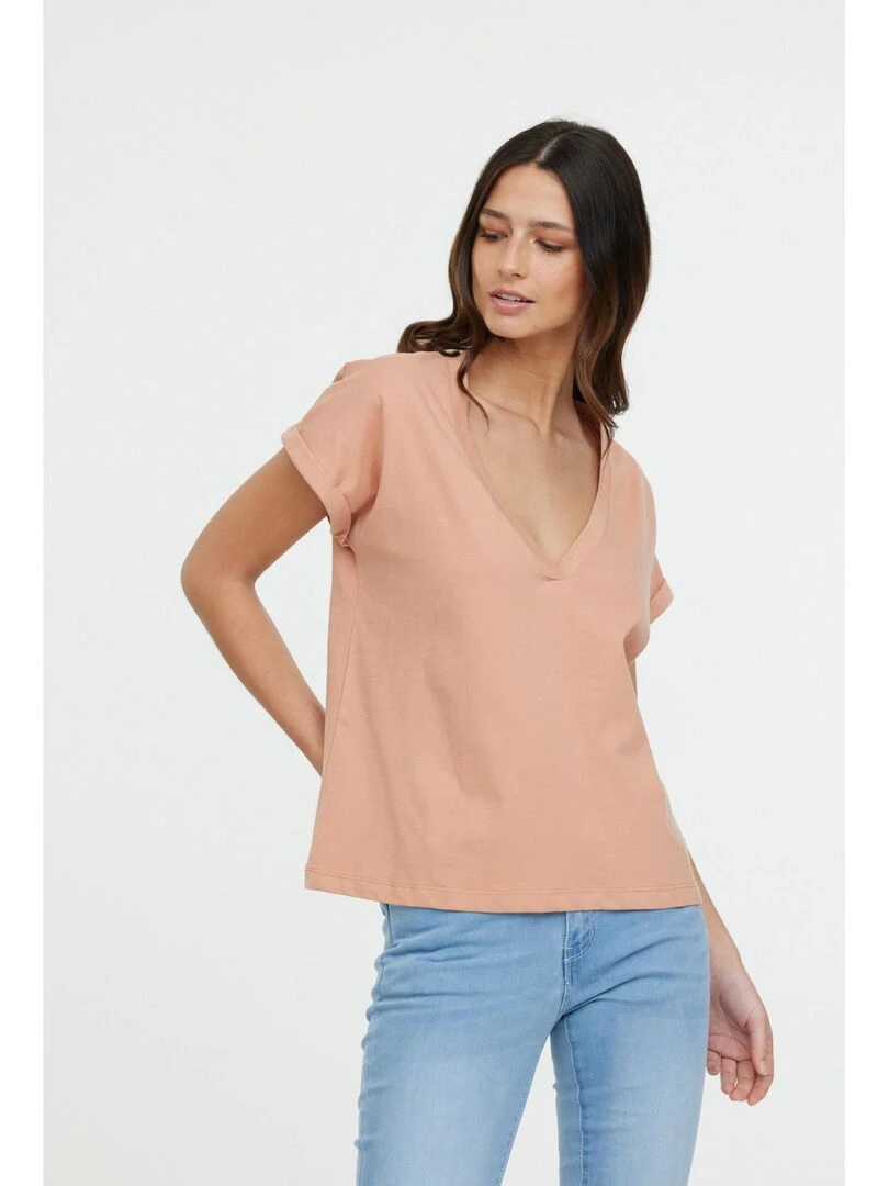 Lee Cooper T Shirt manches courtes coton loose ALYS MC Orange