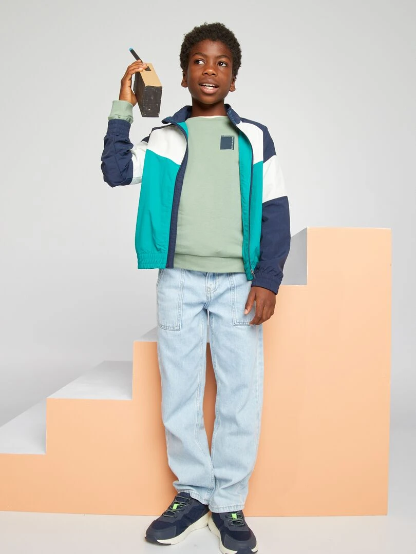 Coupe vent color block Vert/bleu/blanc