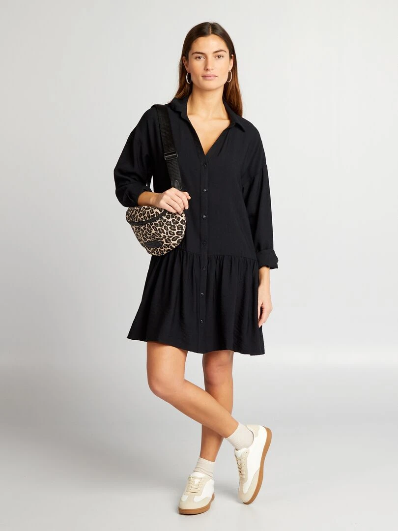 Robe chemisier volantée noir