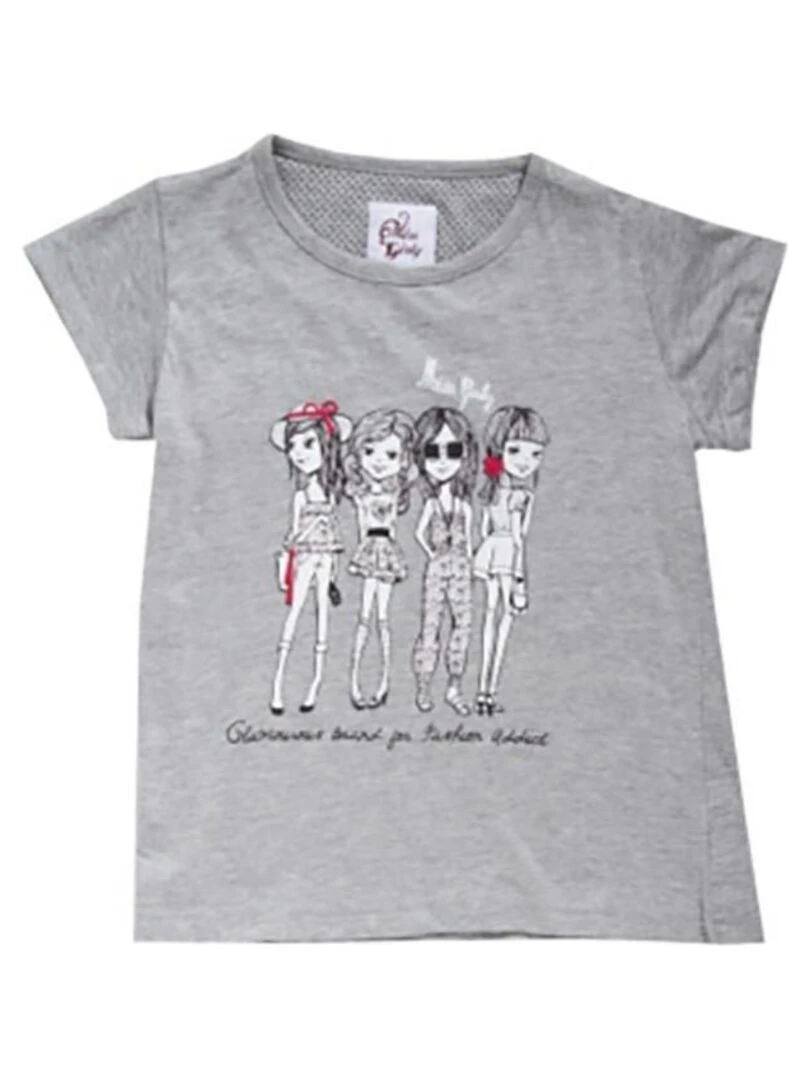 T shirt manches courtes fille FRIGIRLY MISS GIRLY Gris