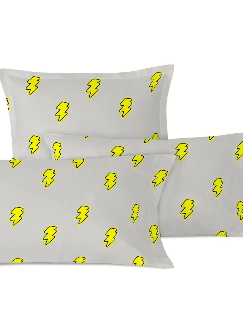 Taie d'oreiller Thunder "Happyfriday" Gris Jaune Noir