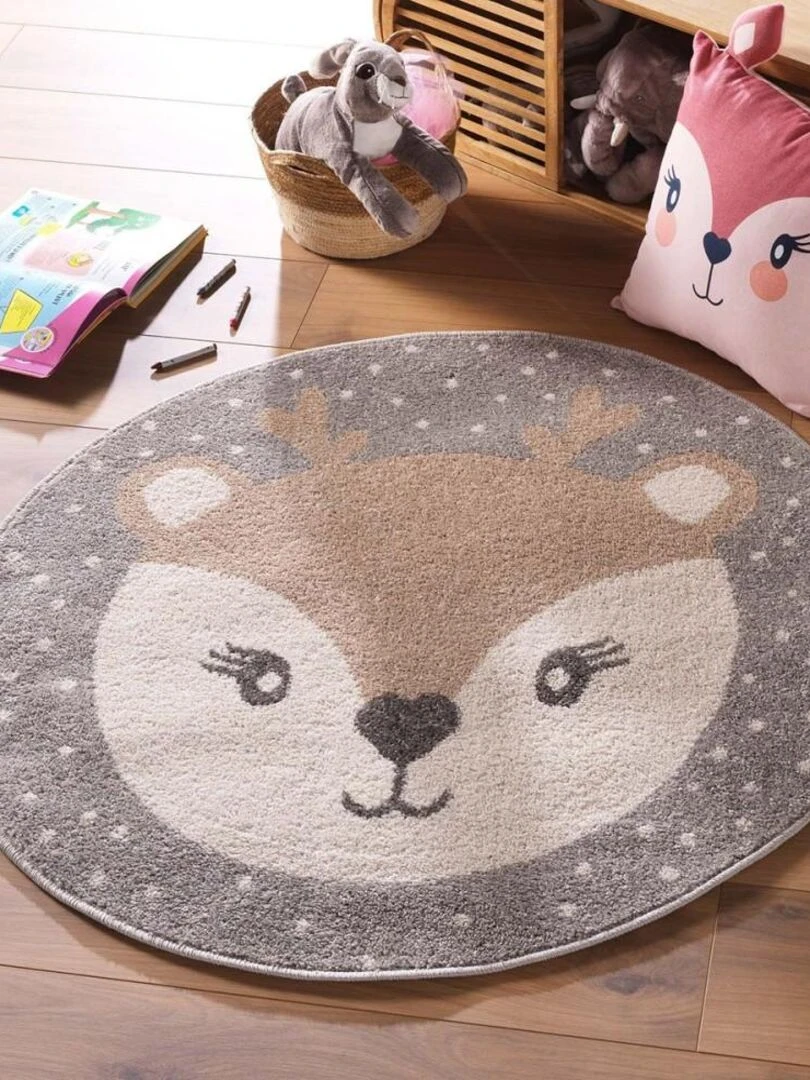 Tapis rond 100 cm frise Bambi   Beige