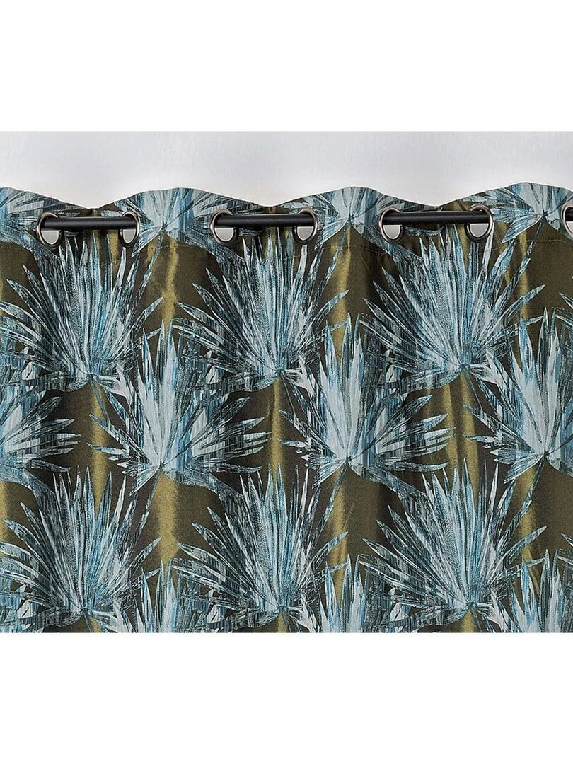 Rideau tamisant aux feuilles tropicales Bleu