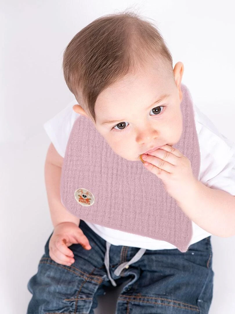 Bavoir en Coton Bio Rose Rose