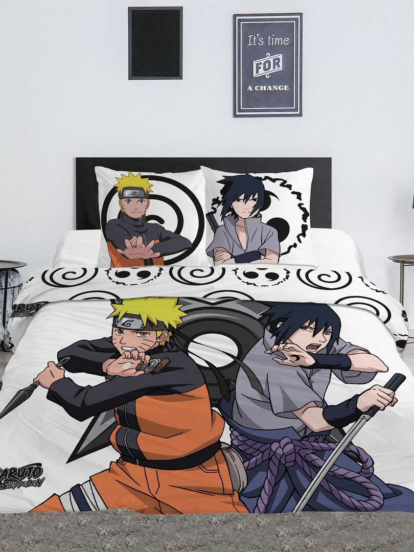 Parure de lit 'Naruto' 2 personnes Bleu/orange