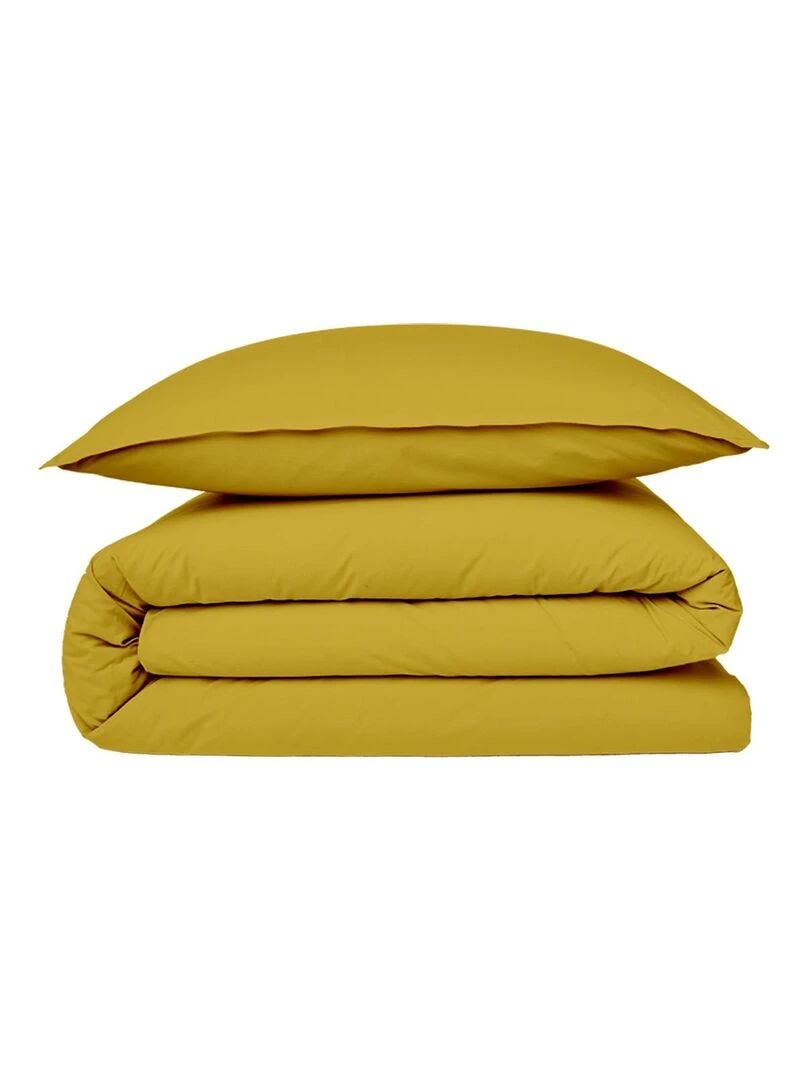 Future Home   Housse de couette en coton 57 fils unie   Moutarde