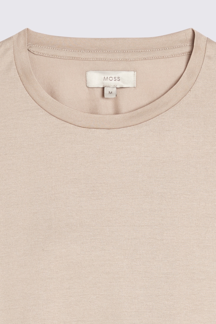 Latte Mercerised Crew Neck T-Shirt   Buy Online at Moss