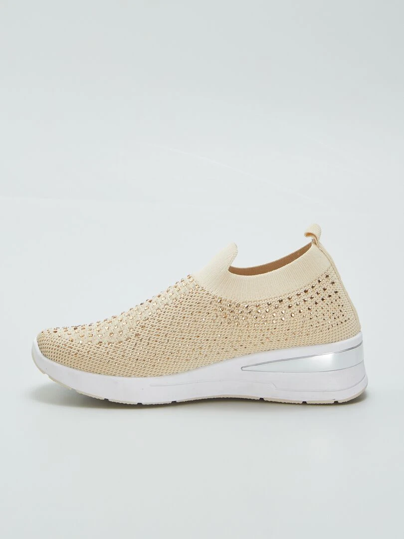 Baskets en mesh et strass   Beige