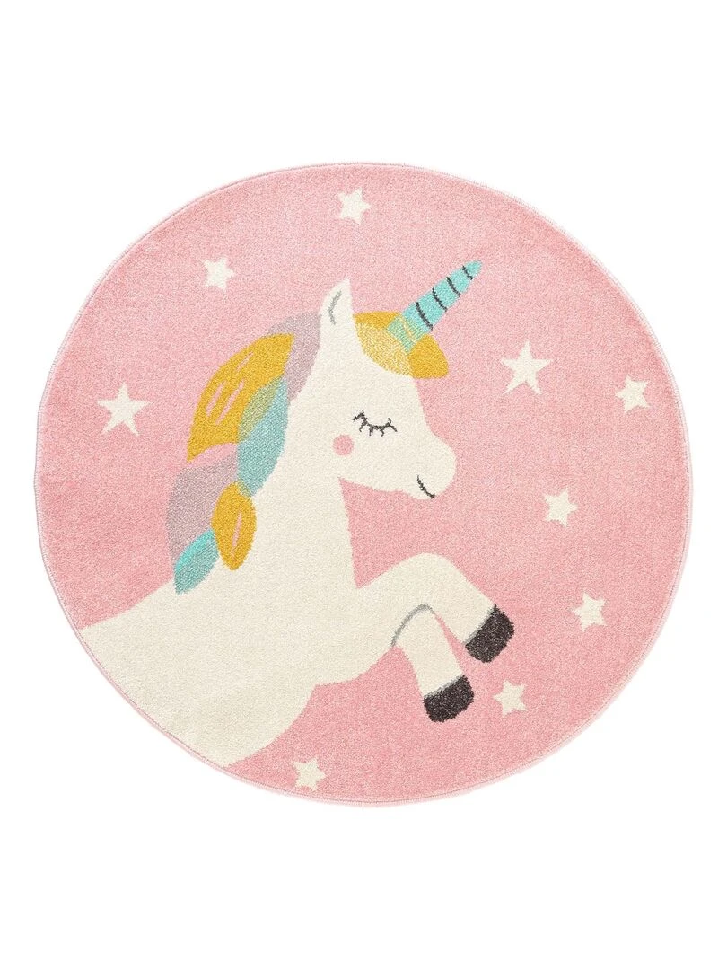 Tapis rond Etoiline la licorne Rose