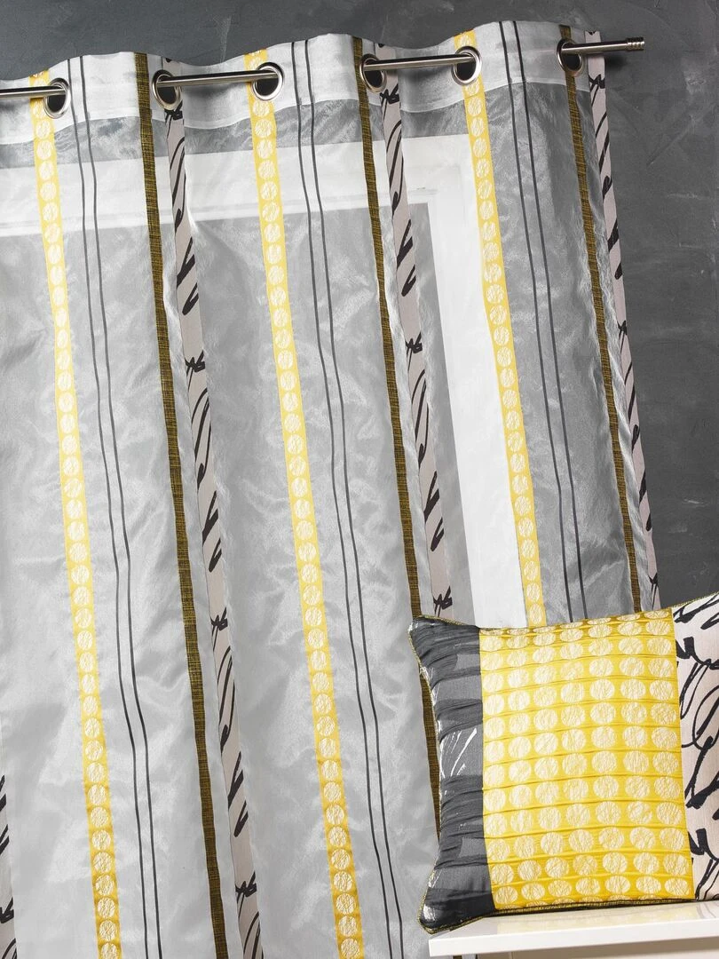 Voilage en organza à fines rayures zébrées Jaune