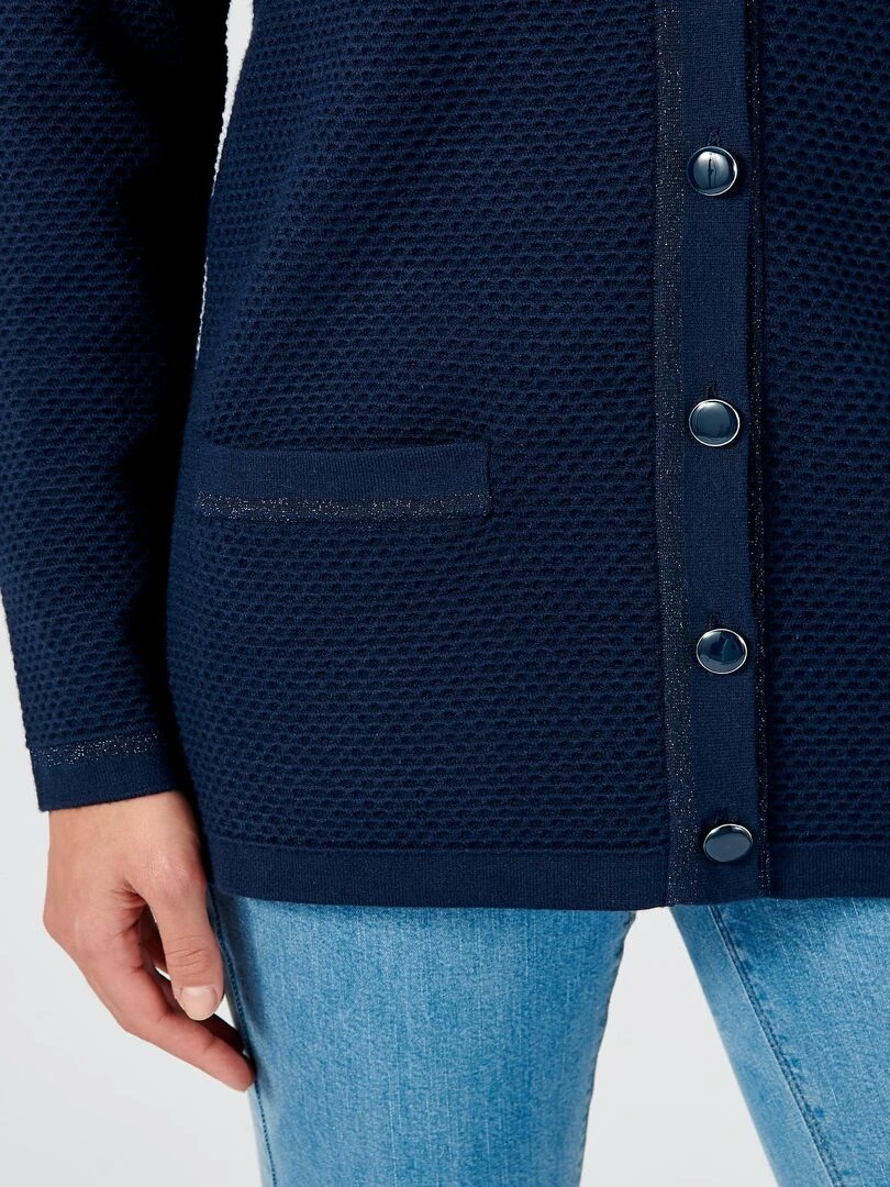 Gilet maille fantaisie brillante Damart Bleu marine