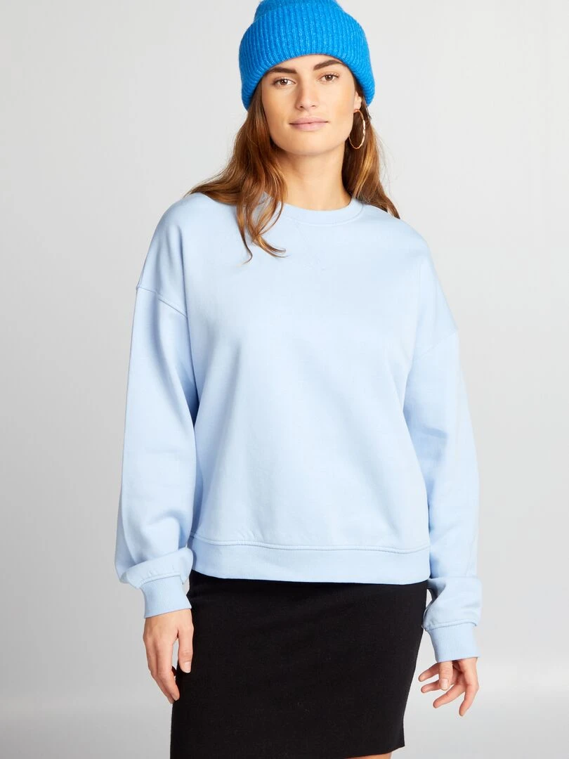 Sweat en molleton uni   Bleu clair