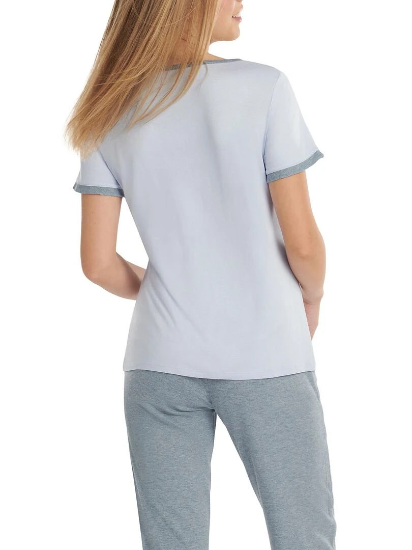 Haut pyjama t shirt manches courtes Laura   Bleu