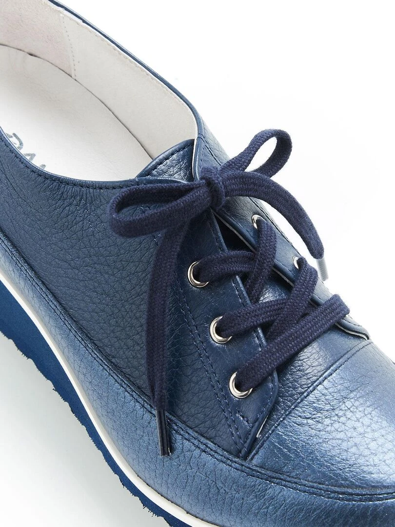 Derbies compensés à lacets  dessus cuir cerf   Damart   Bleu marine