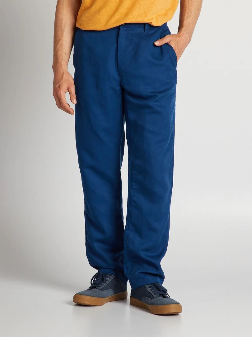 Pantalon chino en lin Bleu