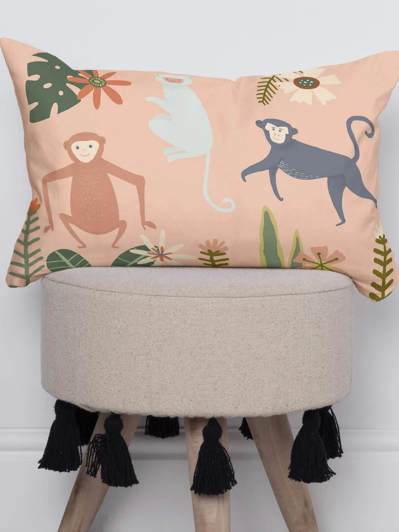 Housse de coussin Jungle life "Happyfriday"   Blanc
