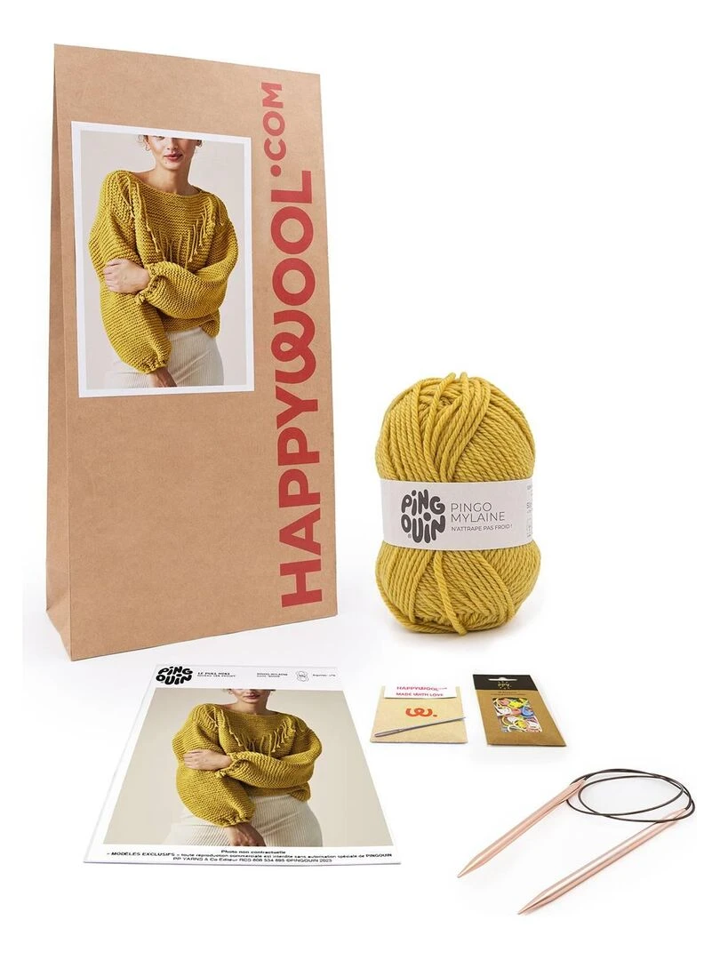 Kit Tricot Premier projet Femme Hiki Jaune
