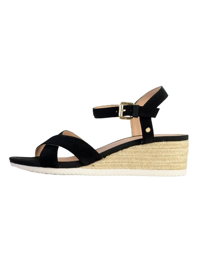 Sandale Compensée Cuir Geox Ischia D02HHC 00022 Noir