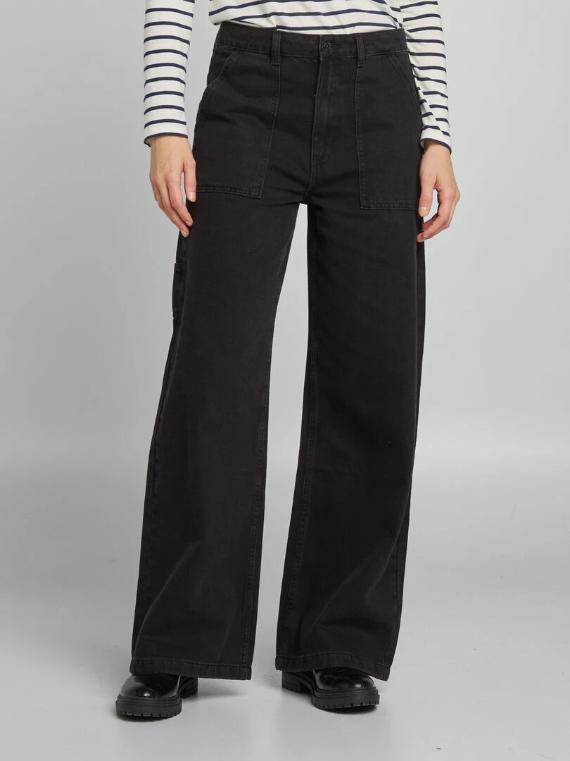 Pantalon en denim taille haute Gris