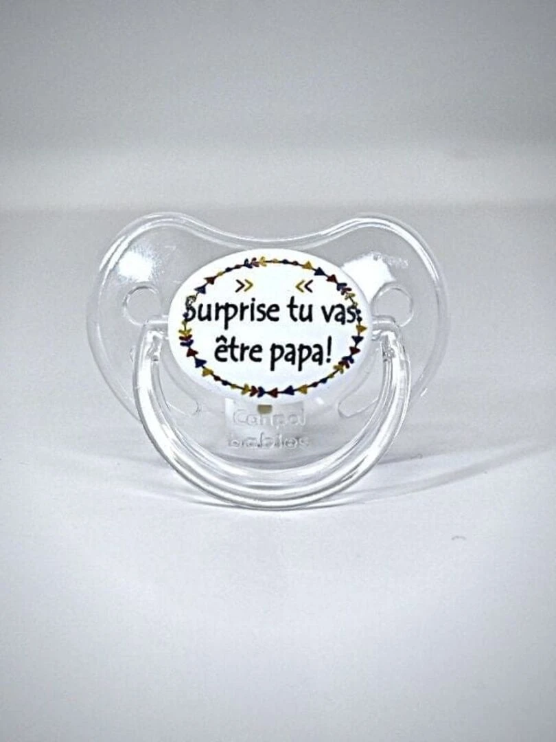 Sucette " Surprise tu vas être papa " Blanc