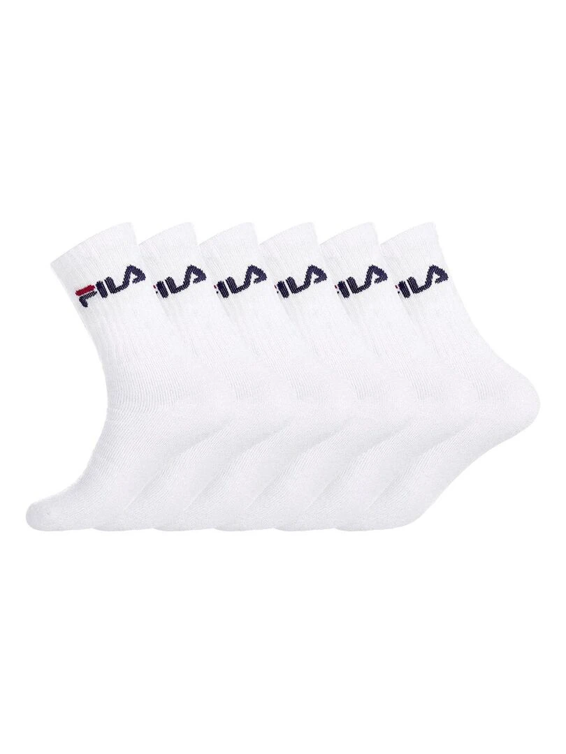 Lot de 6 Paires de Chaussettes Tennis Fila Blanc