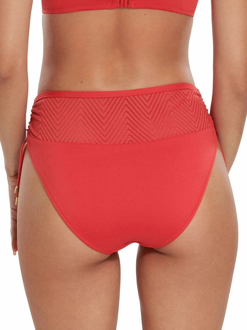 Bas maillot slip de bain taille haute côtés réglables Santorini Rouge