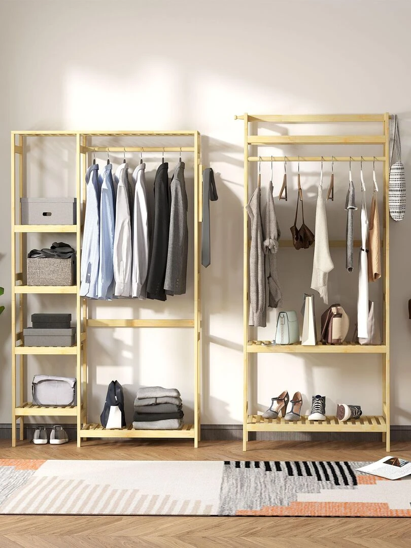 Penderie porte manteaux bois bambou Beige