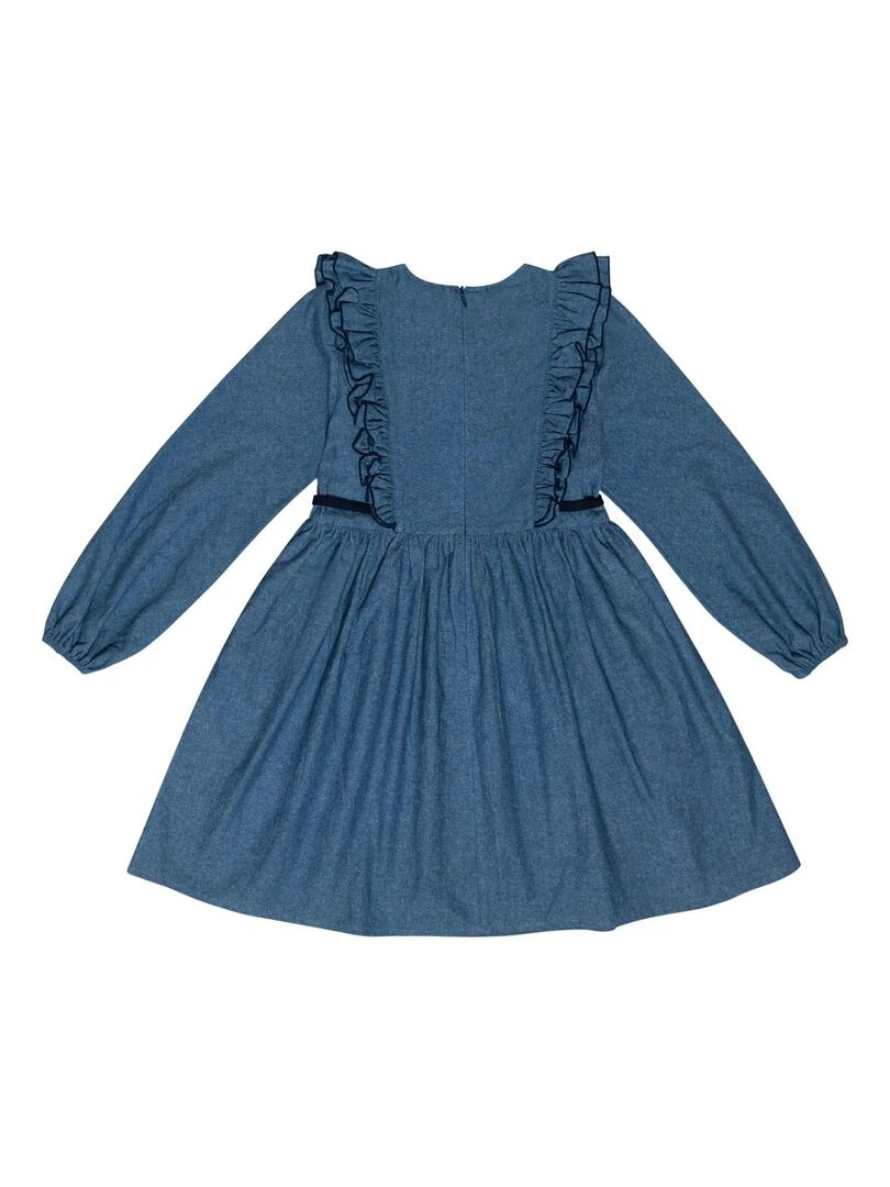Robe Coton  à Volants Fille  APPOLINE   'LA FAUTE A VOLTAIRE'   Bleu marine