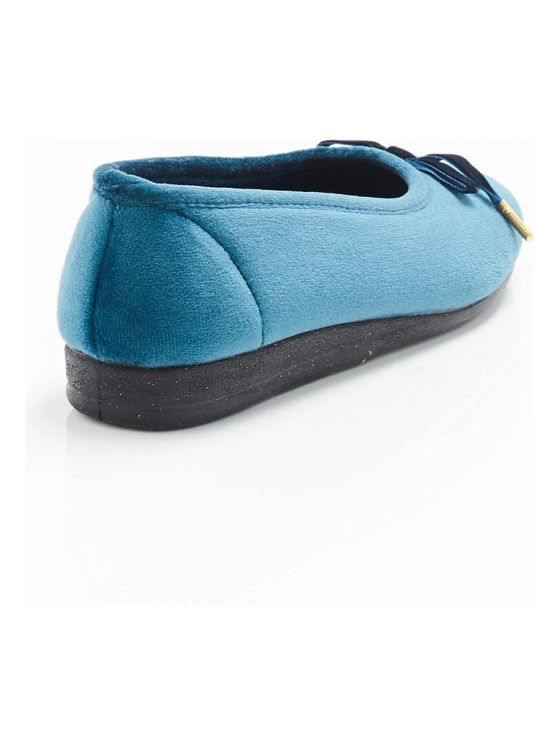 Ballerines aspect velours   Damart   Bleu pétrole