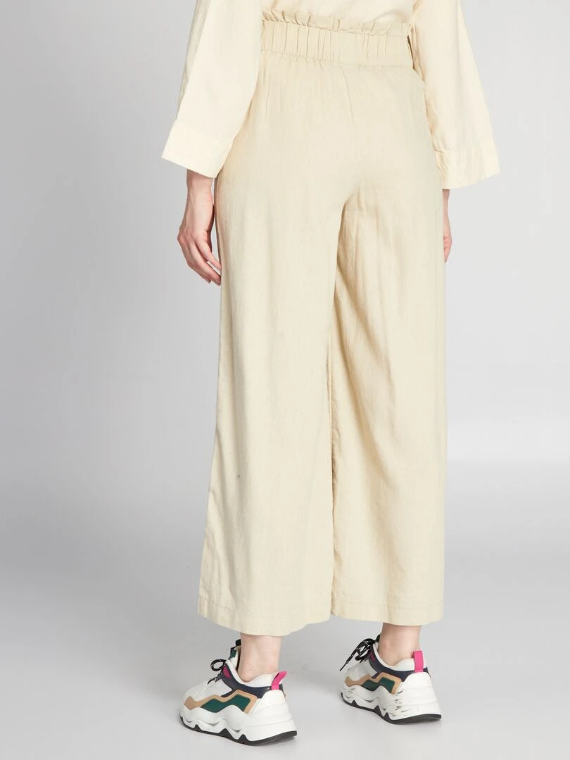 Pantalon en lin wide leg   Beige