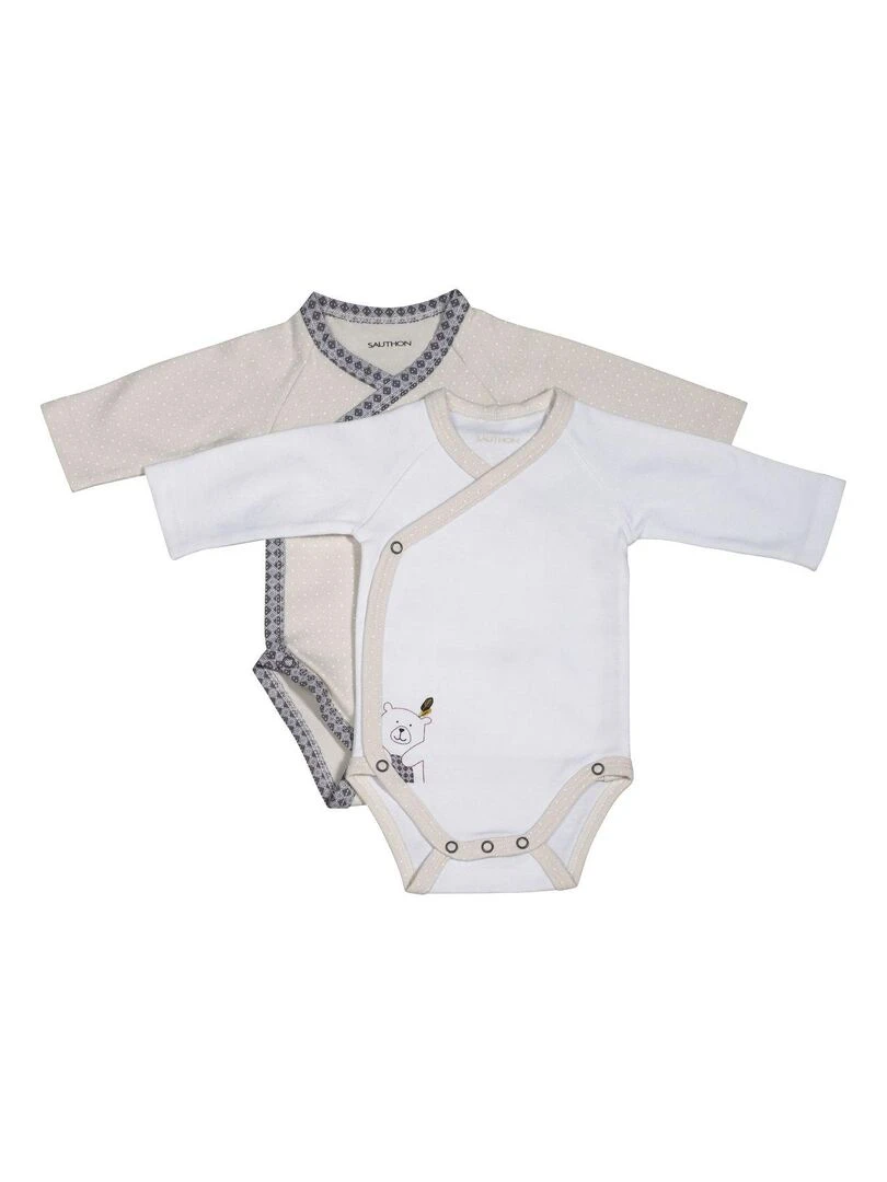 Bodies bébé en coton à manches longues lot de 2 SAUTHON Beige