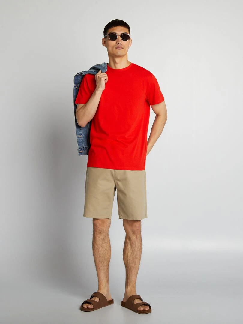 T shirt droit en jersey uni Rouge