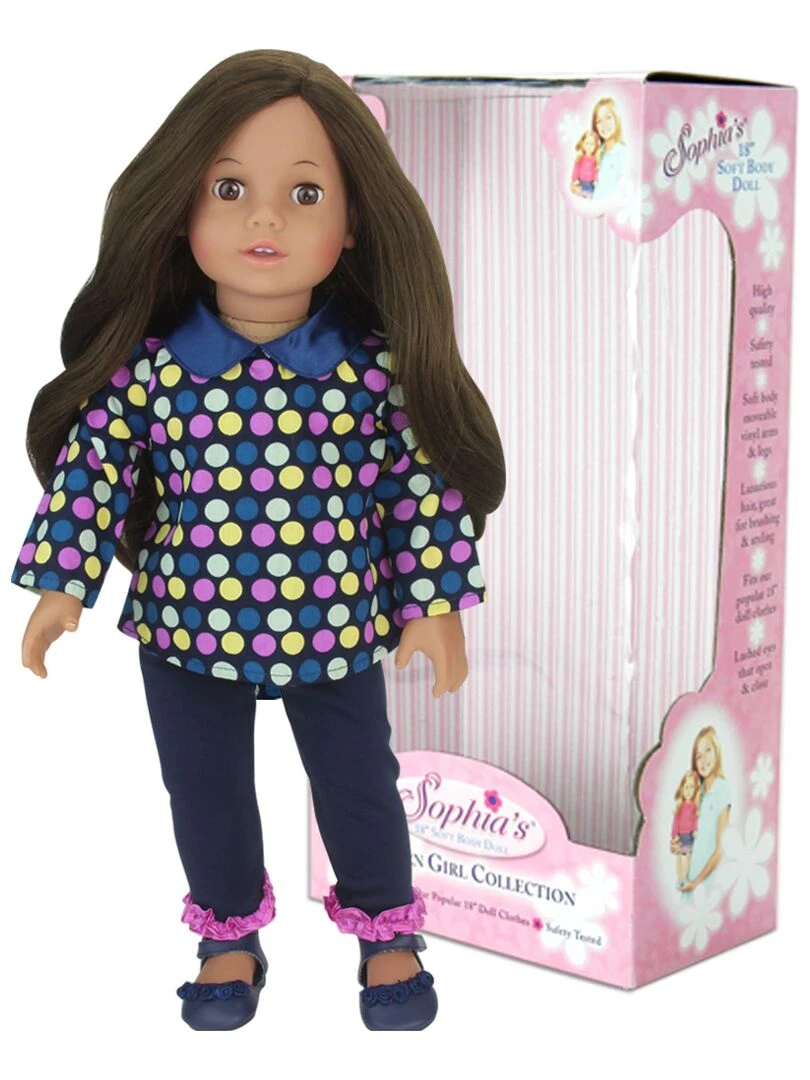 Sophia's   18" Poupee   Poupee Brunette avec pois à polka  legging  sous vêtements  chaussures   N/A