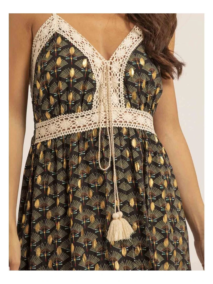 Robe longue motifs IPINA   Bleu marine