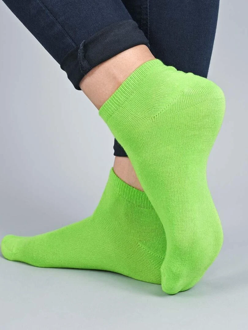 Socquettes Coton Prémium Lot 20 Paires Fabrication UE Vert jade