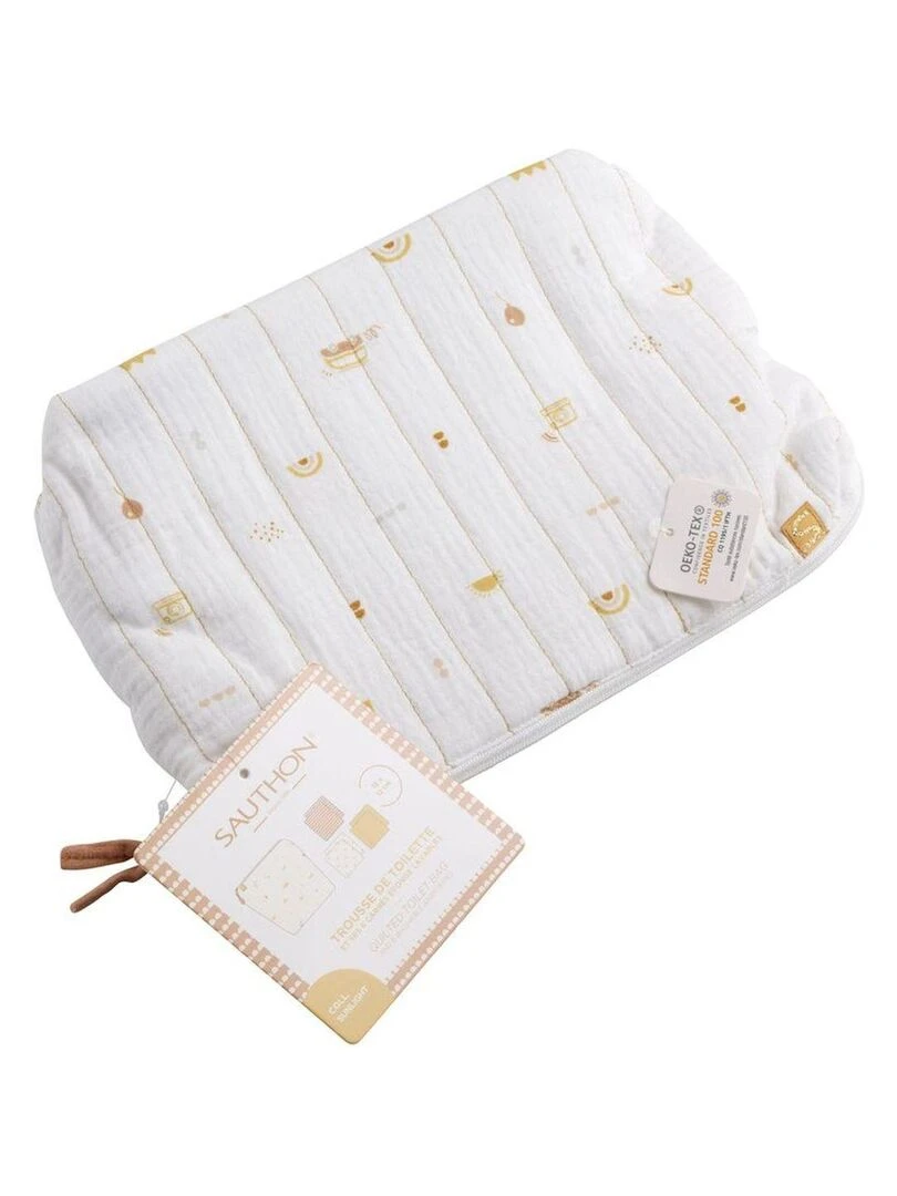 Trousse de toilette et carré éponge en coton   SAUTHON   Blanc