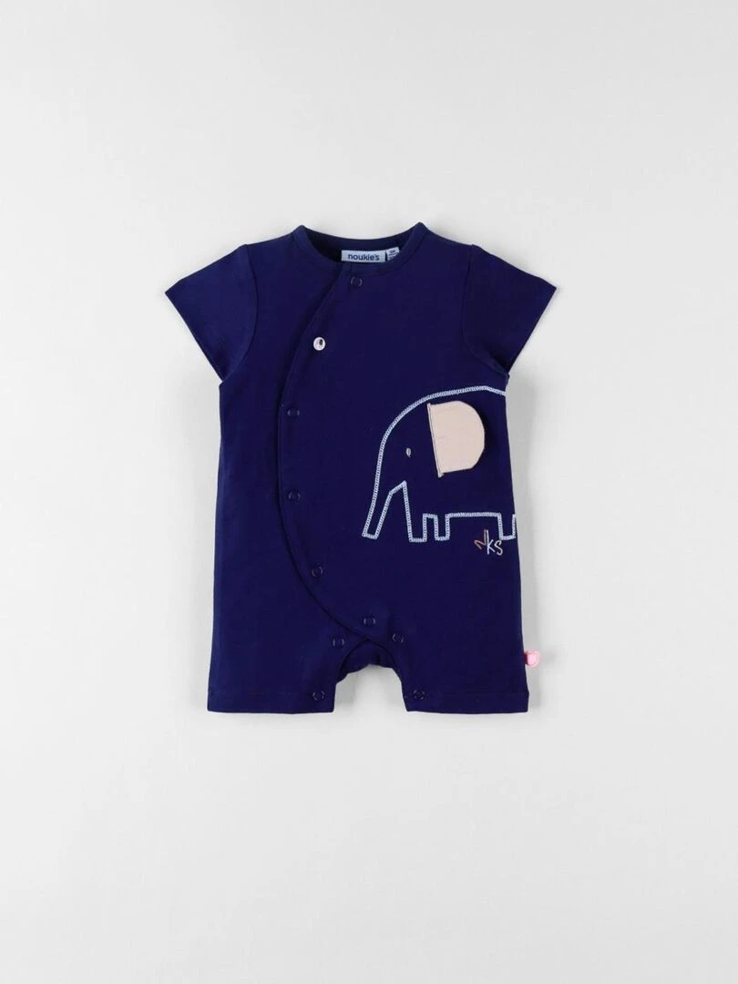 Combishort éléphant en jersey indigo Noukie's Bleu