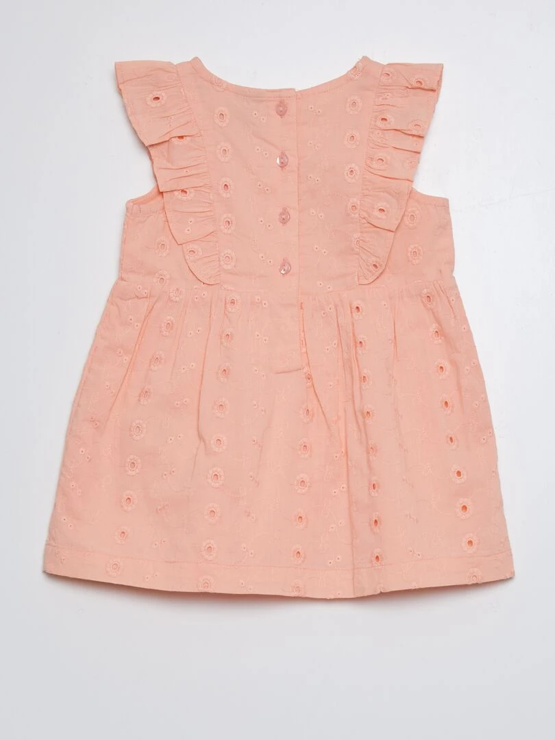 Robe volantée avec broderie anglaises Rose