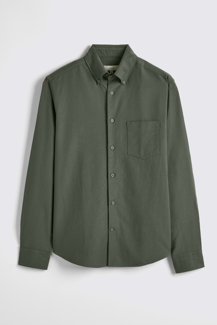 Dark Taupe Washed Oxford Shirt    Buy Online at Moss