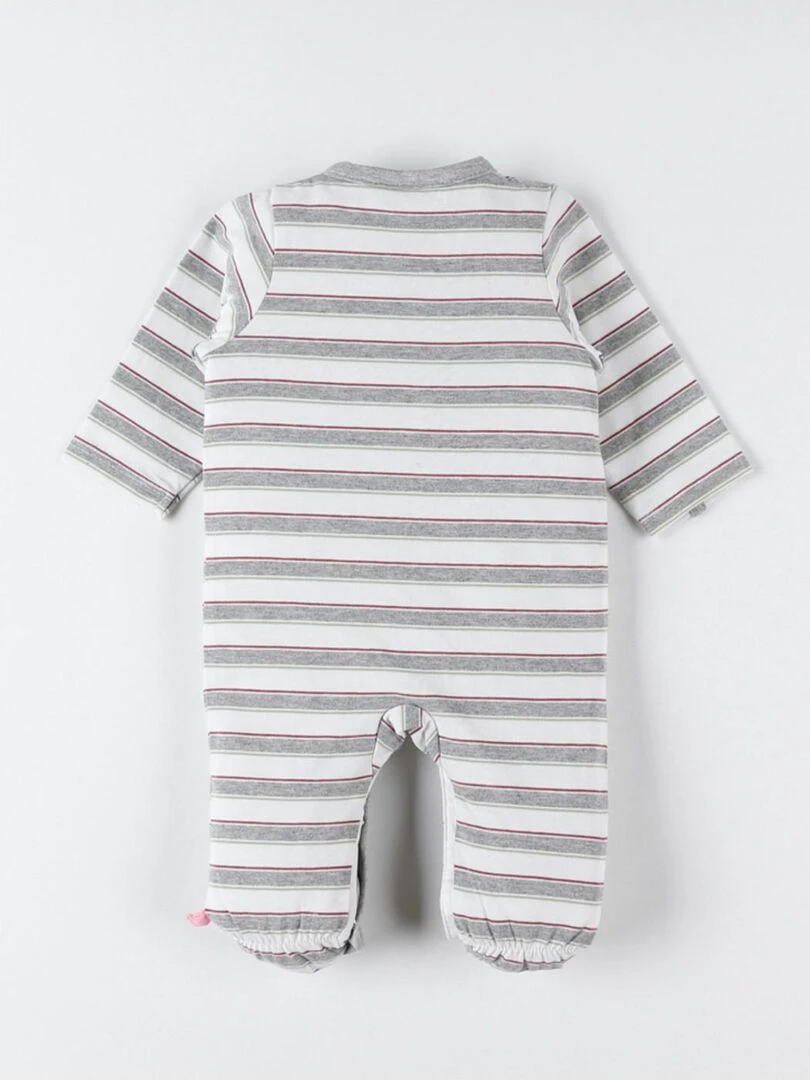 Pyjama 1 pièce rayé en jersey écru/gris clair Noukie's Vert