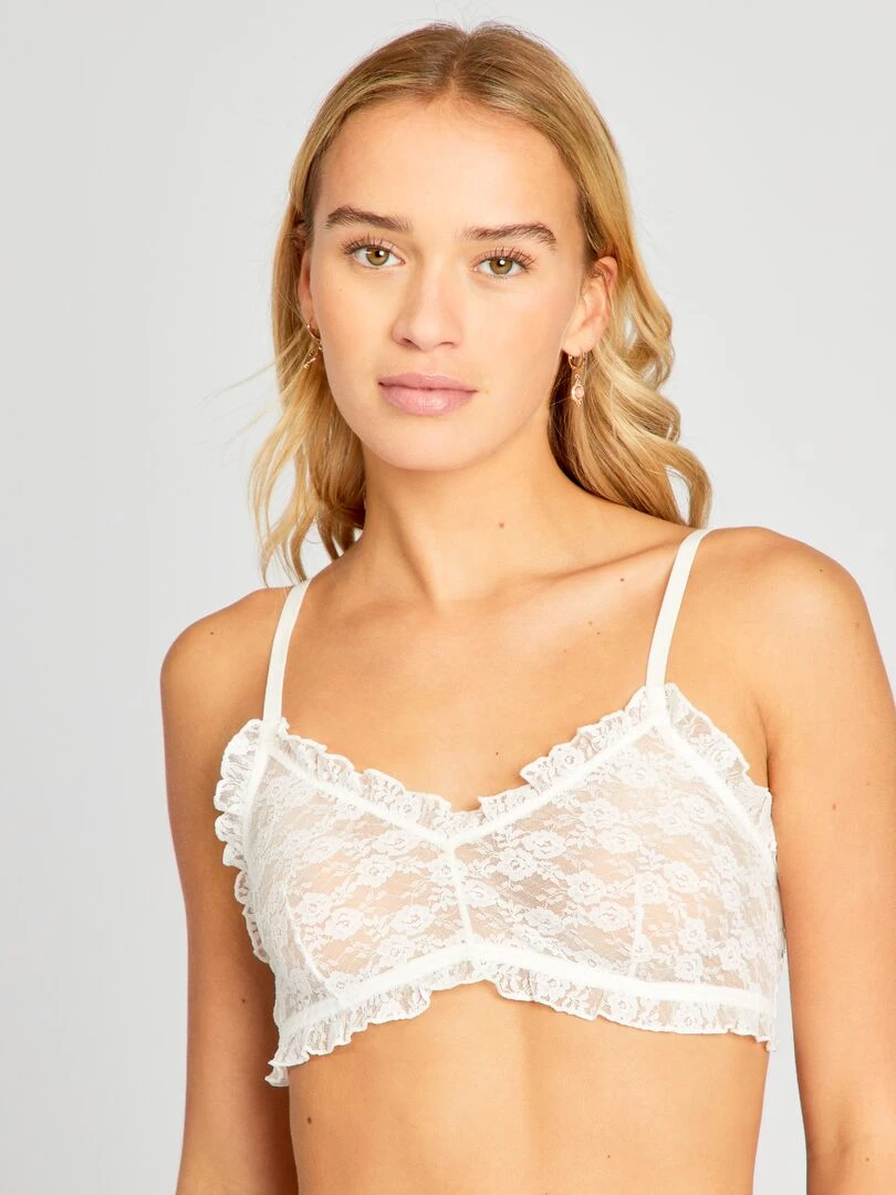Lot de 2 brassières en dentelle   blanc/noir