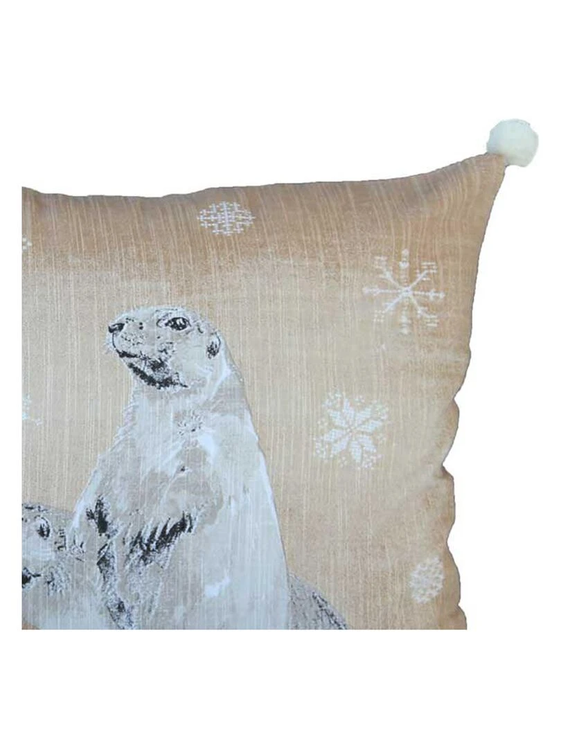 Coussin déhoussable Marmottes Taupe