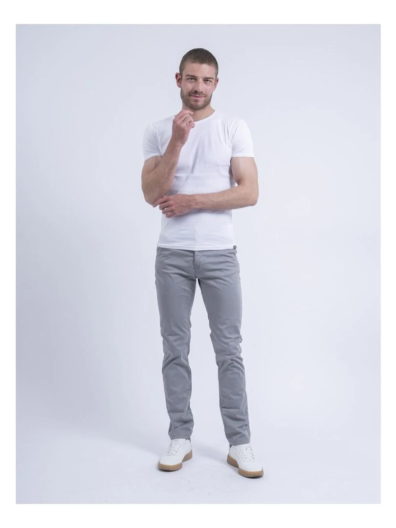 Pantalon chino coupe ajustée CARLTARO   Gris