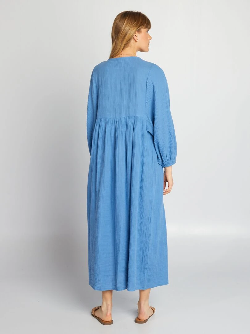 Robe maxi en double gaze de coton Bleu