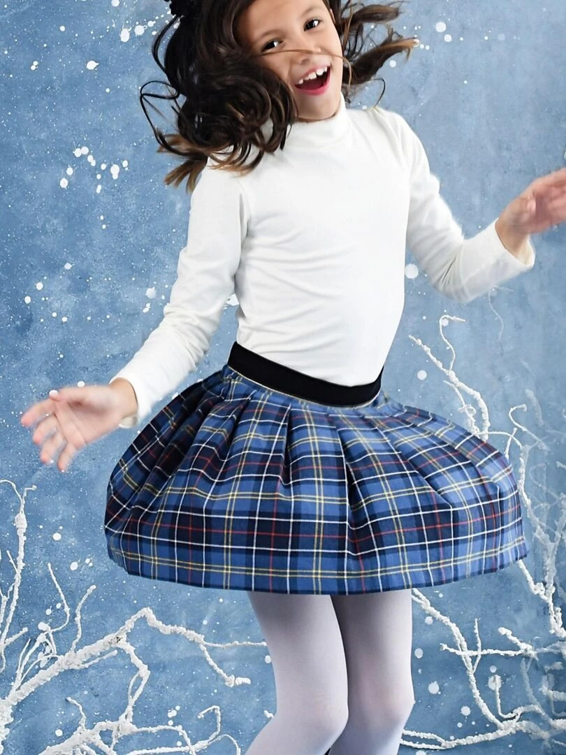 Jupe Écossaise Fille Carrx Tartan Bleu Roi Jaune LONDON 'LA FAUTE A VOLTAIRE' Bleu Jaune Gris