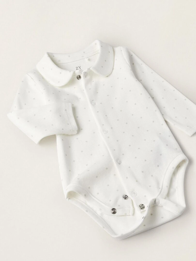 Body + Combinaison en coton pour nouveau né  EARLY BLOOM   Gris clair