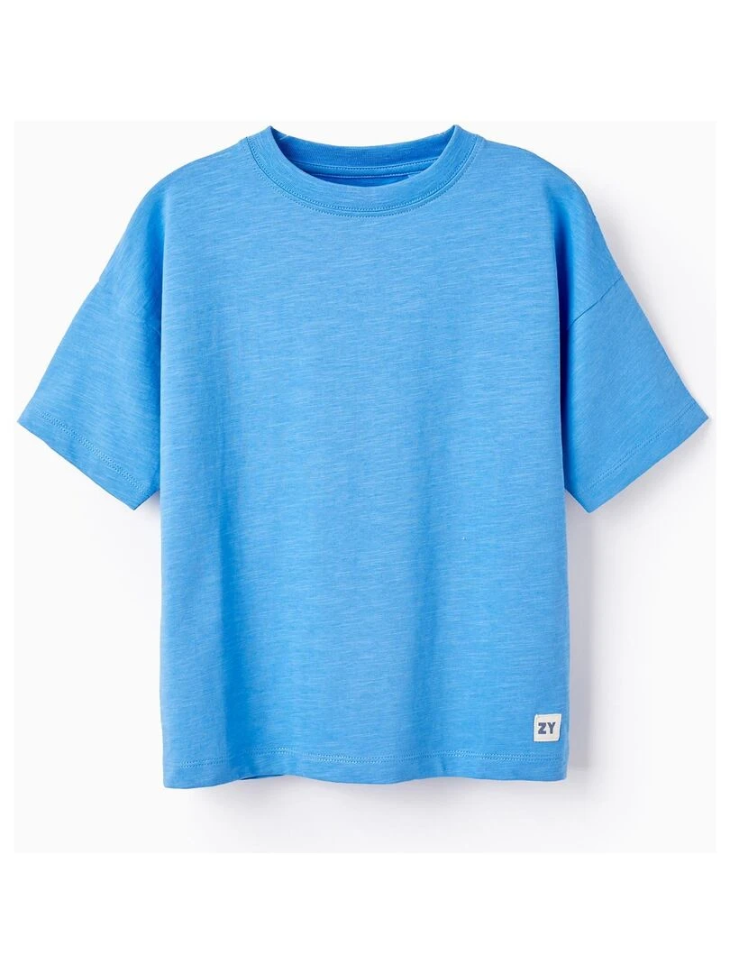 T shirt en Jersey de Coton pour Garçon manches courtes Bleu