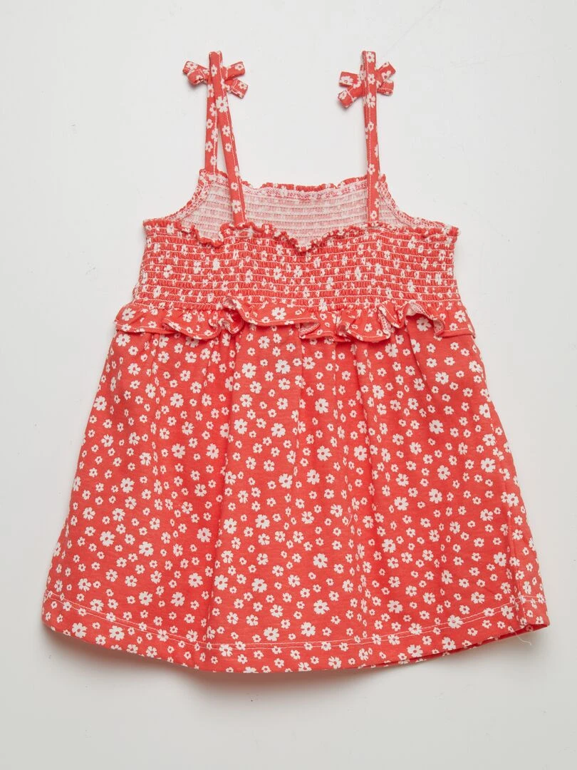 Robe à bretelles avec base volantée Rouge