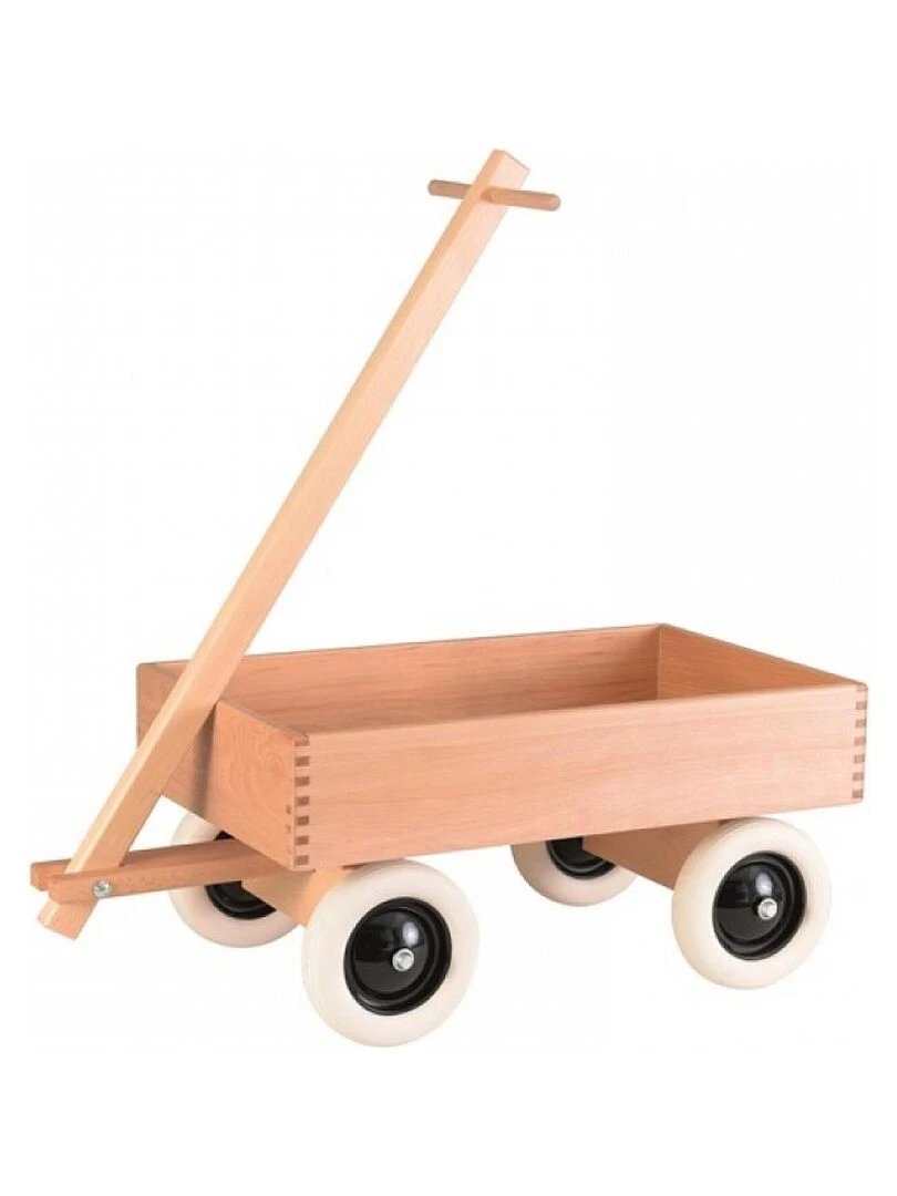 Chariot en bois de hêtre à tirer fabriqué en Europe par Egmont Toys Marron