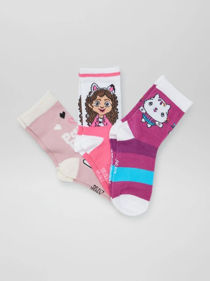 Lot de chaussettes 'Gabby et la maison magique' 3 paires Rose